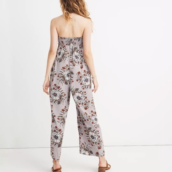 Madewell Strapless Tie-Front Jumpsuit in Painted Blooms 2 - Picture 3 of 6